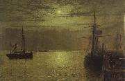 Atkinson Grimshaw Lights in the Harbour oil painting